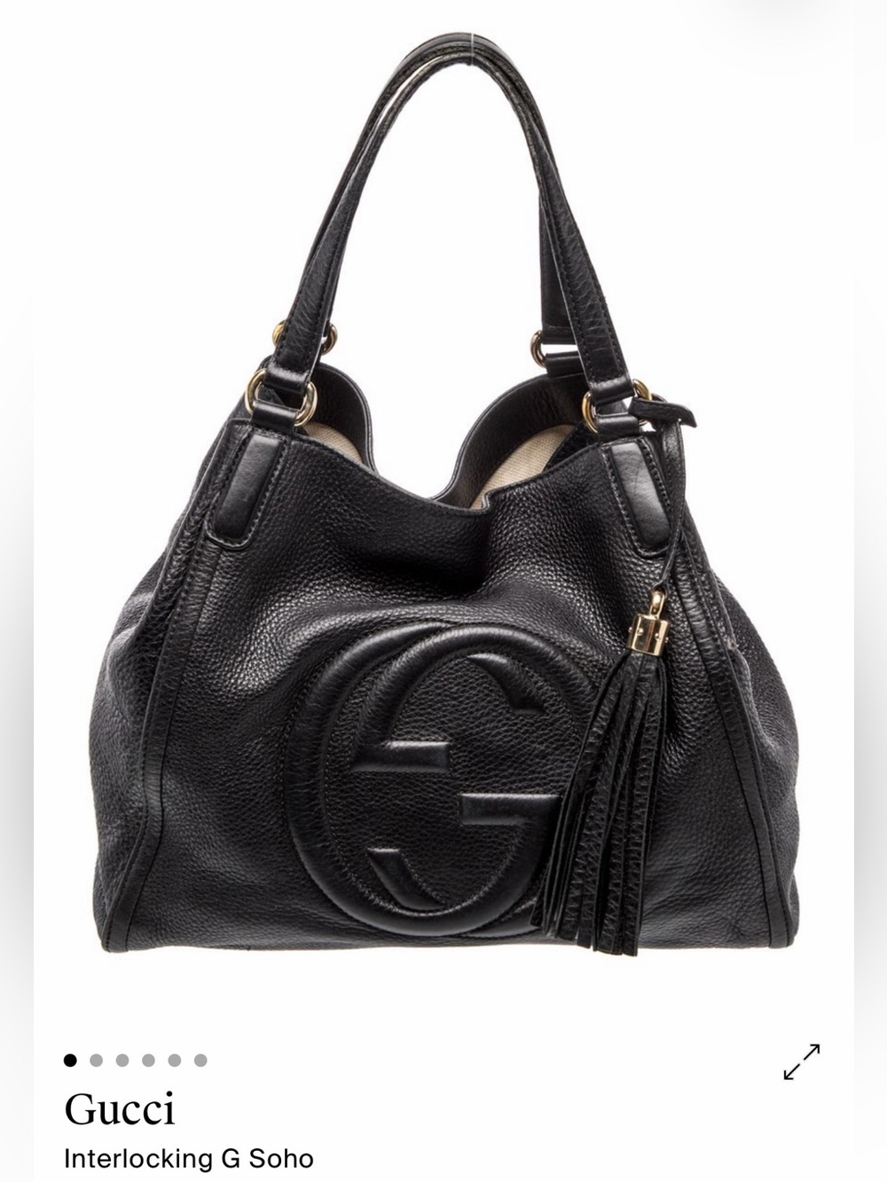GUCCI Black Pebbled Leather Interlocking GG Soho - Picture 16 of 16